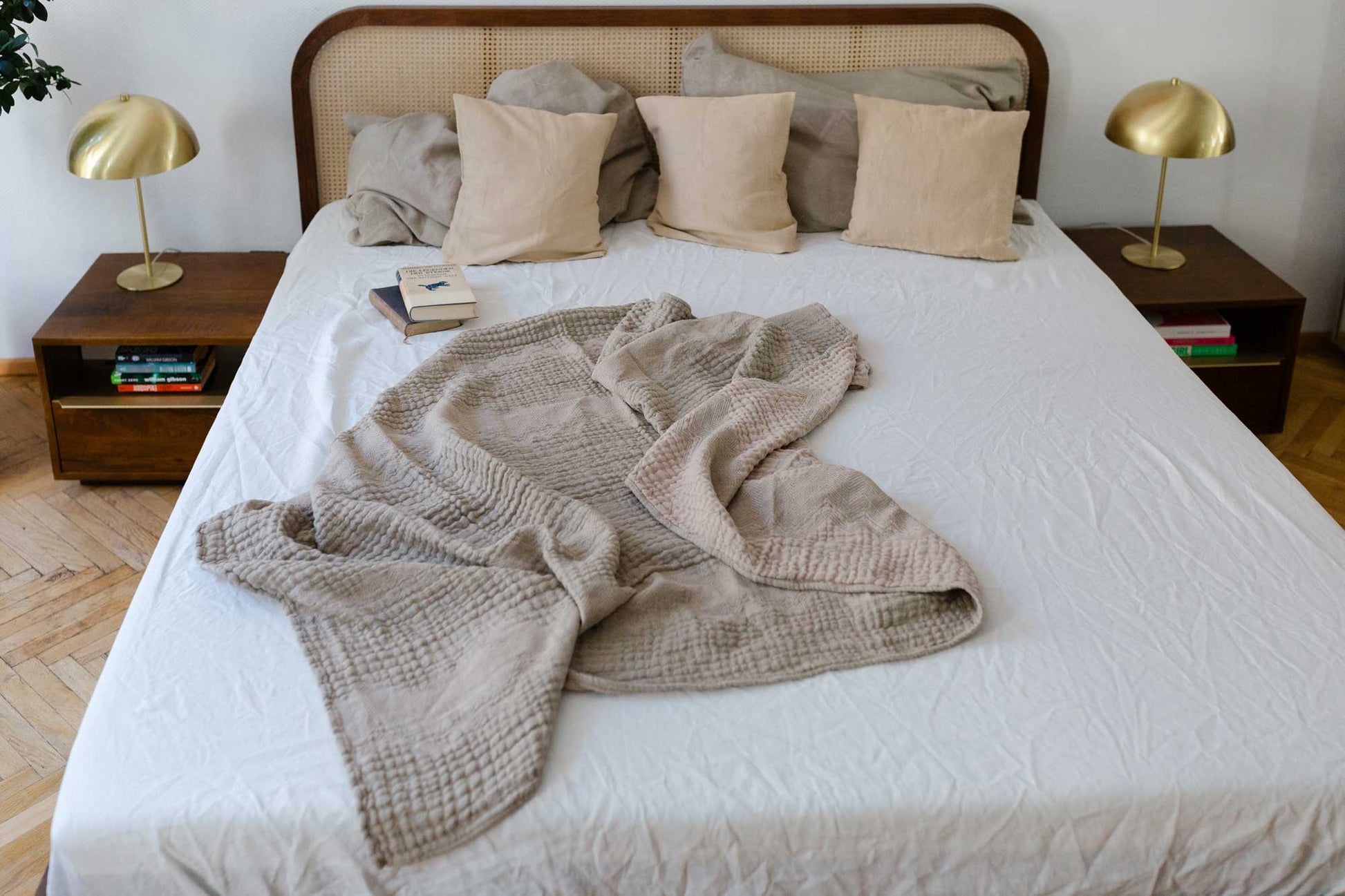 Sommerschlafdecke beige-salbei