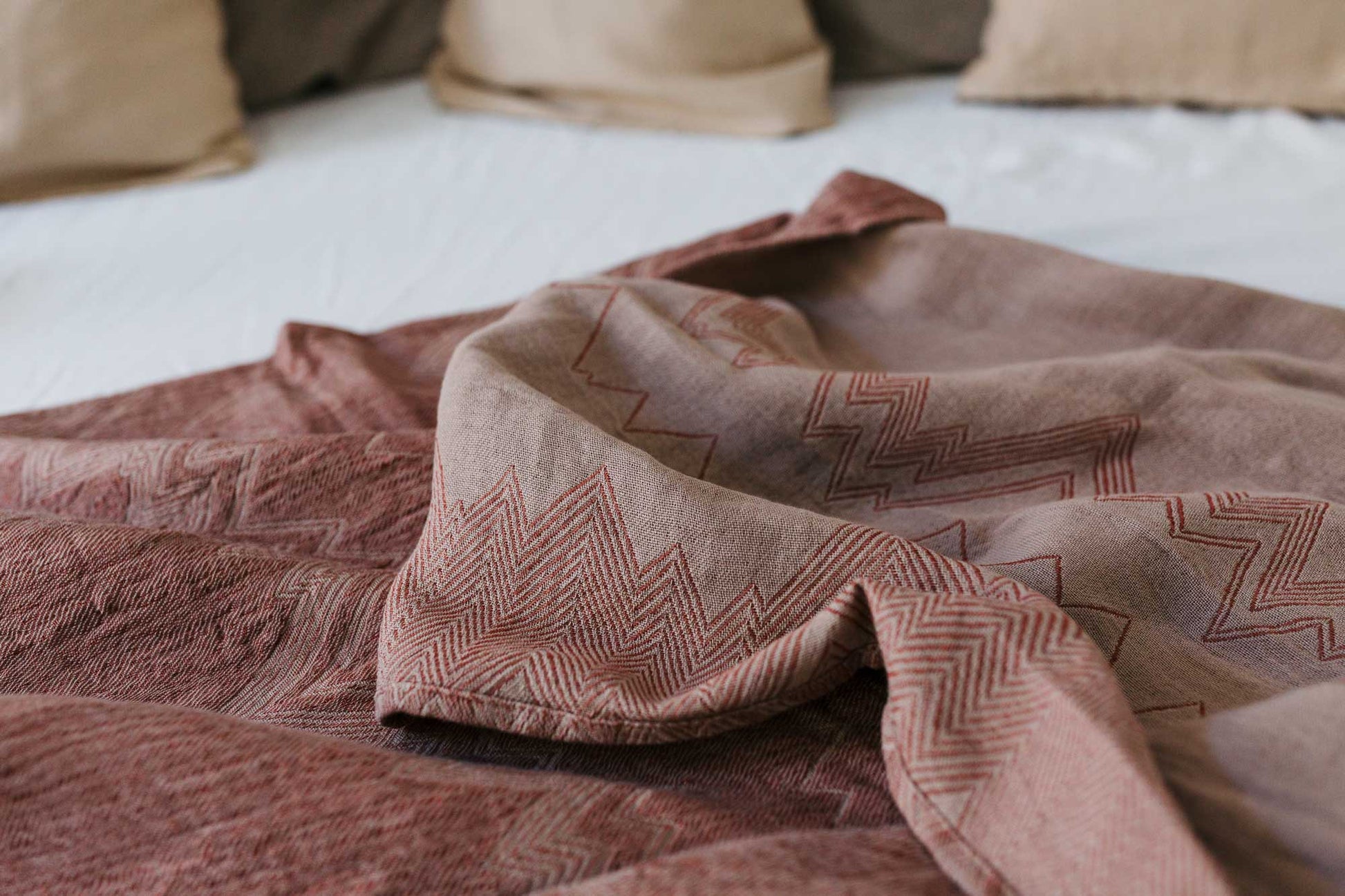 Sommerschlafdecke beige-ziegel